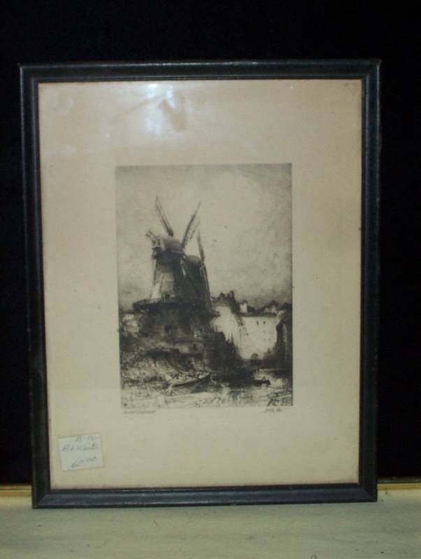 Hedley Fitton Ancient Landmarks Windmill Etching  