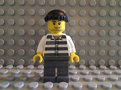 LEGO ROBBER Beard Crook Jail Stripe Prisoner Police Inmate Minifig 