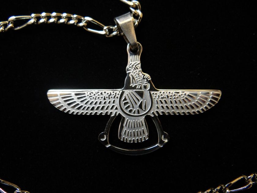   Farvahar Necklace Persian Gift Iran Persia Pahlavi Zoroastrian S.Steel