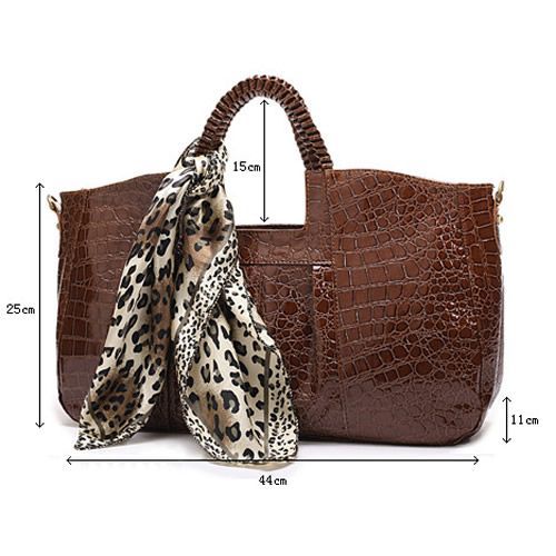 Women Crocodile Print Leather Tote Shoulder Bag Ladies Purse Handbag 