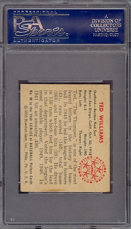 1950 Bowman #98 Ted Williams Red Sox PSA 6 *271482  