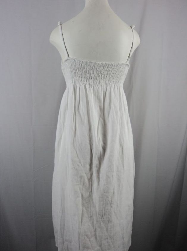 WHITE PEASANT mexican embroidered DRESS smocked tank M S festival boho 