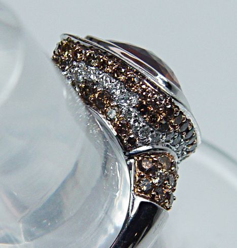   5ct Chocolate Diamond Ring 18K White Gold Heavy 10.5gr Estate Jewelry