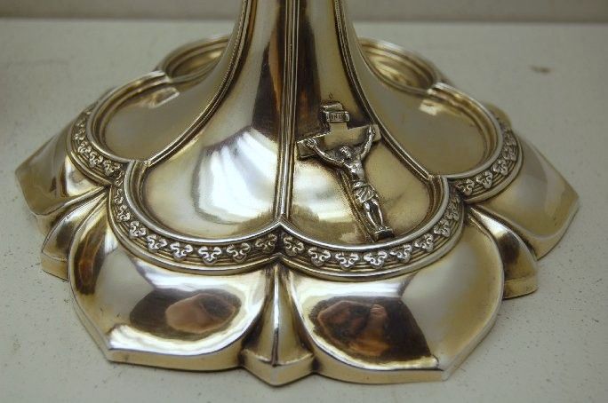 100 year old Sterling Gothic Chalice, Paten & Case +  