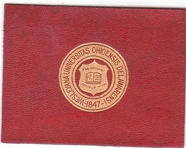 Tobacco Cigarette College Leather Ohio Wesleyan Gold Seal on Red 