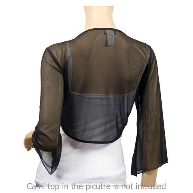 Black Sheer Front Tie Bolero Shrug Plus Size Top  