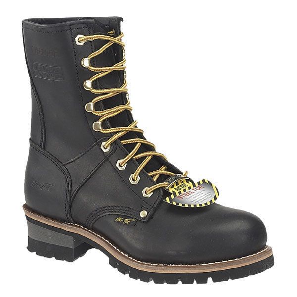 Mens Black Logger Boots (STEEL TOE) 1428  