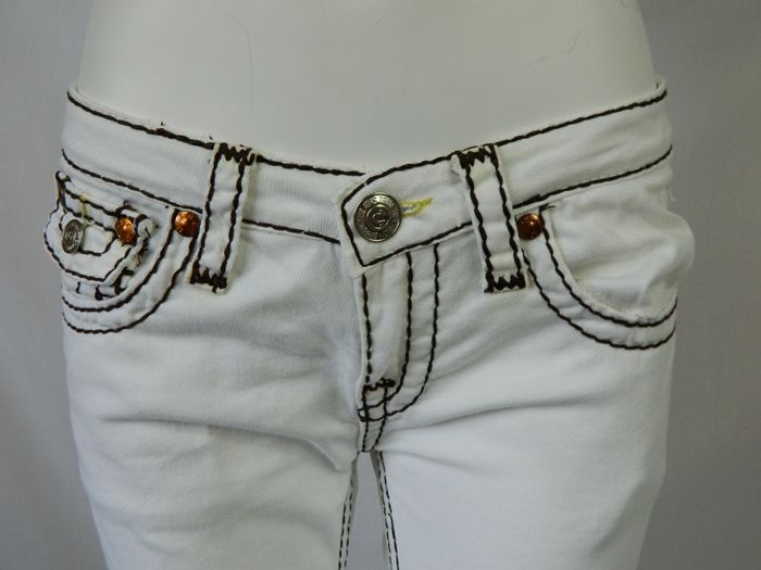 TRUE RELIGION womens Johnny Super T Body rinse white jeans sz 9 or 27 