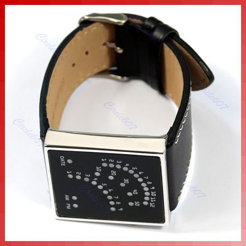 Black Unique Style 29 Blue Red LED Light Men/Lady Watch  