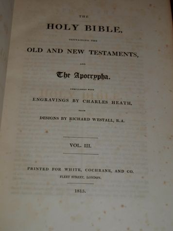 THE HOLY BIBLE 1815 w/ Apocrypha 3 VOLUMES Leather  