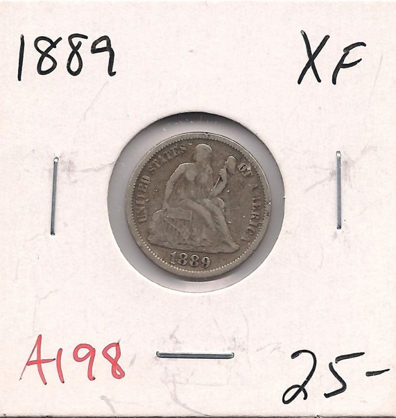 1889 Seated Liberty Dime Extra Fine A198  