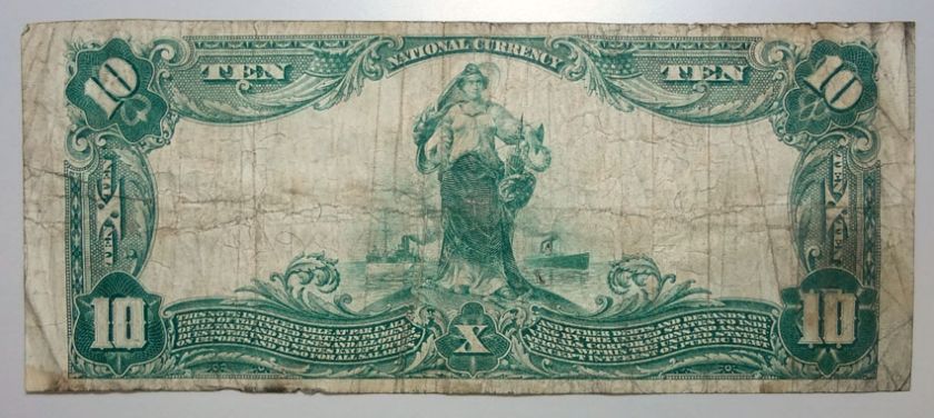 1902 $10 MUSKEGON MI. HACKLEY BANK VG F  