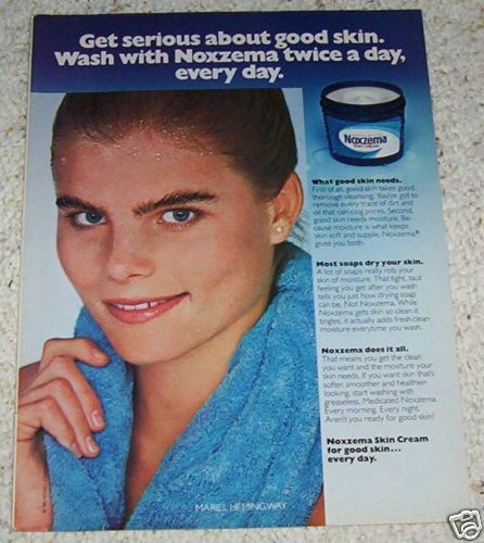 1981 MARIEL HEMINGWAY Noxzema skin cream VINTAGE 1pg AD  