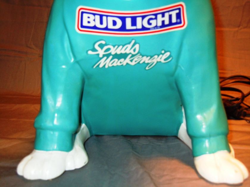 VINTAGE RARE 1987 SPUDS MACKENZIE BUDWEISER DOG BAR LIGHT WORKS BUD 