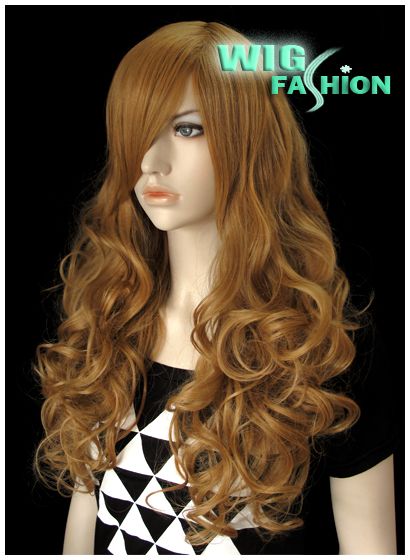 New Long Yellowish Blonde Curly Hair Wig MS98  