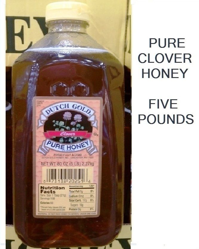 DUTCH GOLD PURE CLOVER HONEY 5 POUNDS (80 OZ) CONTAINER DELICIOUS AND 