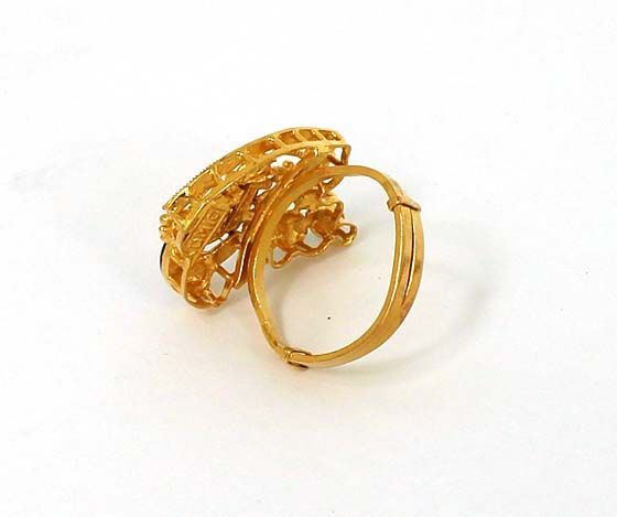 EXQUISITE 22K GOLD & FINE ENAMEL PEACOCK LADIES RING  