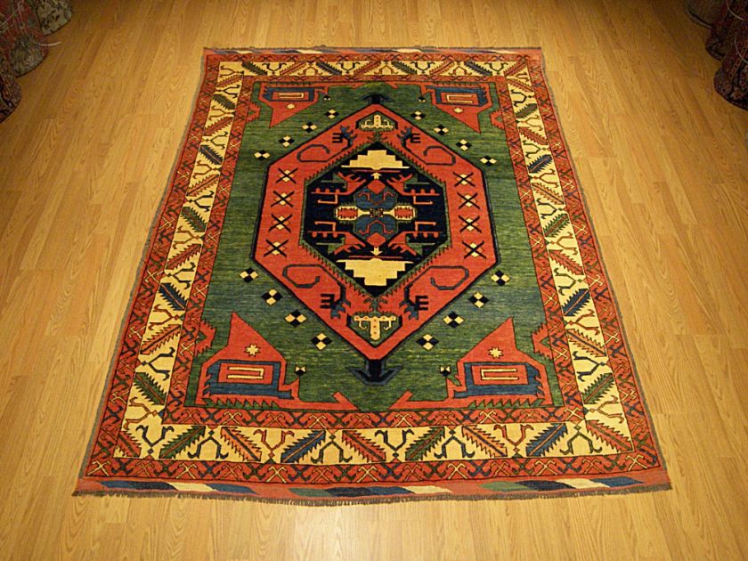   Vegetable Dye Hand spun Wool Afghan Kazak Tribal Area Rug 2440  