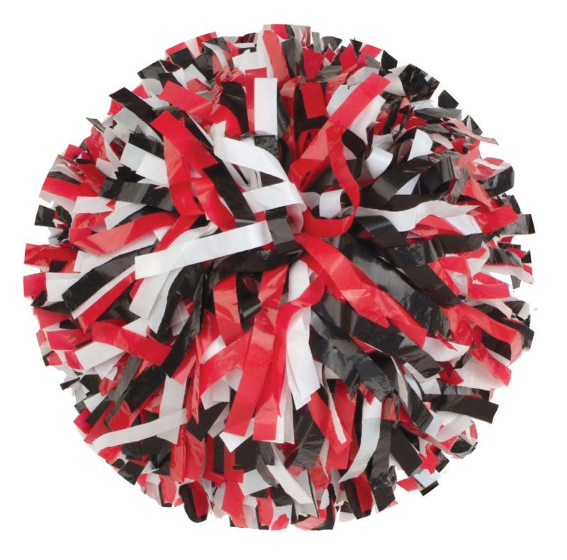 Youth Stock Poms Blk Red White 1/2 Wth Price is Per Pom Pon~Expedited 