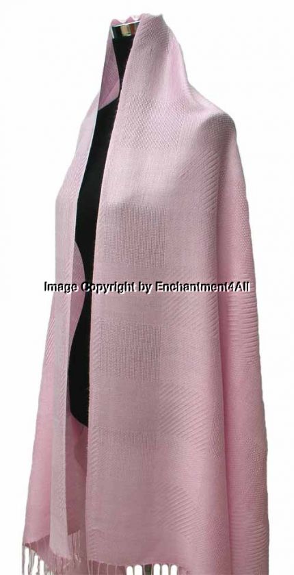 NWT Elegant Jacquard 2Ply Pashmina Shawl Wrap Baby Pink  