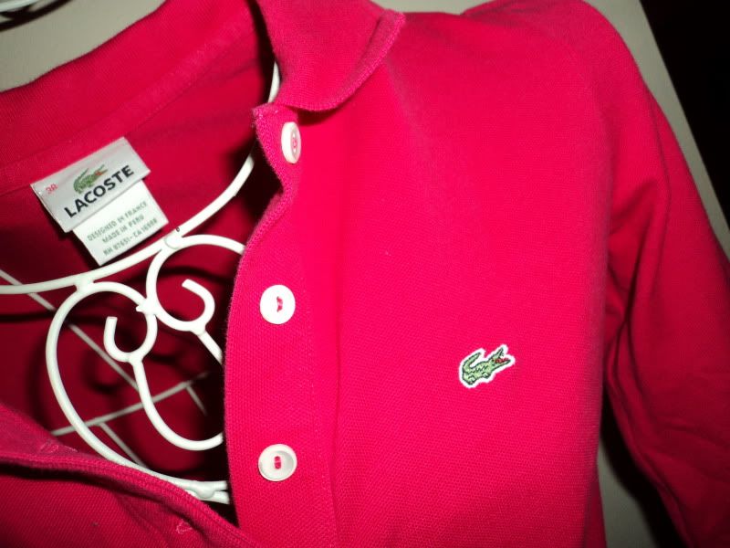 WOW~ LACOSTE SZ 38 REDDISH COLOR LONG SLEEVE POLO SHIRT , HAS 