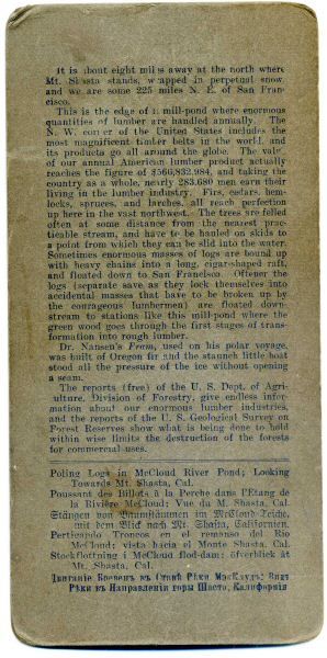 Polling Logs, Mill Pond, McCloud River Lumber Co, CA  