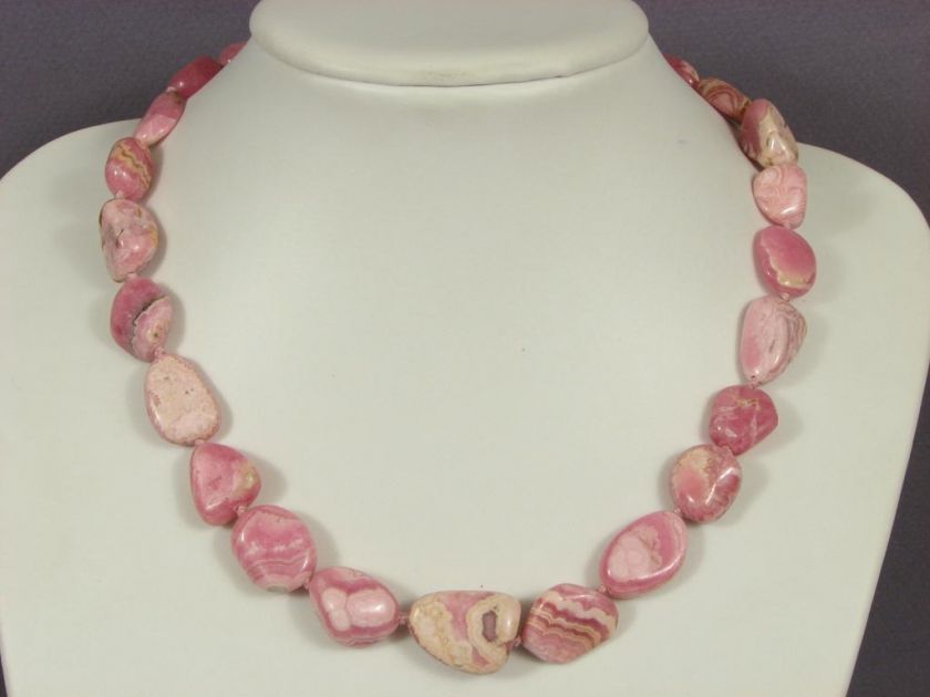 Necklace Rhodochrosite 22mm Nuggets 925 Grade A   