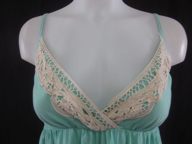 WOO Teal Crochet Trim Sleeveless Below Knee Dress Sz M  