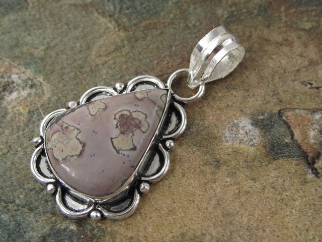 CRAZY HORSE STONE _*;;*_ Silver Pendant 1.75 in  