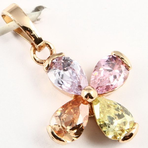 WINDMILL CLUSTER MULTI GEMS YELLOW GP PENDANT *P265m*  