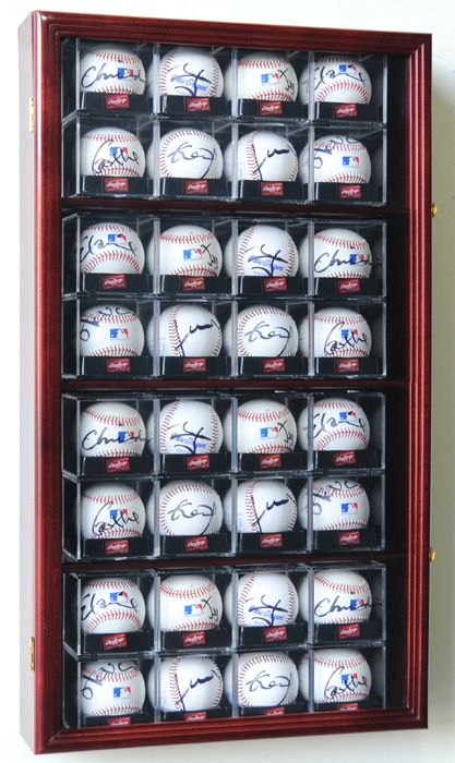 32 Baseball Arcylic Cubes Display Case Cabinet w/ door  