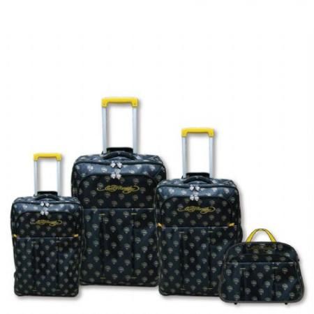 Ed Hardy Italy Tiger 4 Piece Luggage Set   Black  