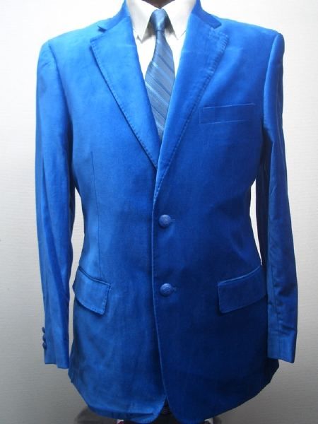 MENS VELVET ROYAL BLUE SPORT JACKET SIZE 36R NEW BLAZER  