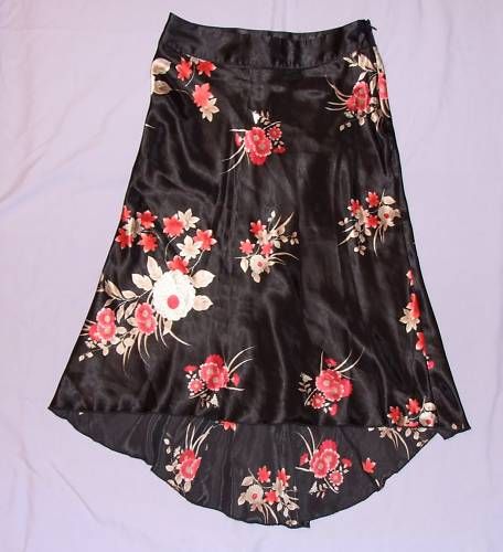 Uniform John Paul Richard Satin Black/Red Long Skirt 6  