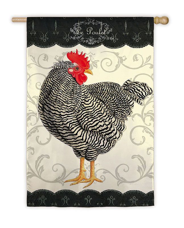 LE POULET The Chicken Evergreen Decorative Garden Flag  