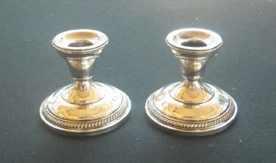 PAIR HAMILTON STERLING SILVER CANDLESTICKS   WEIGHTED  