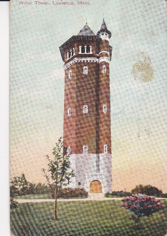 Water Tower Lawrence MA old 1900d view Postcard  