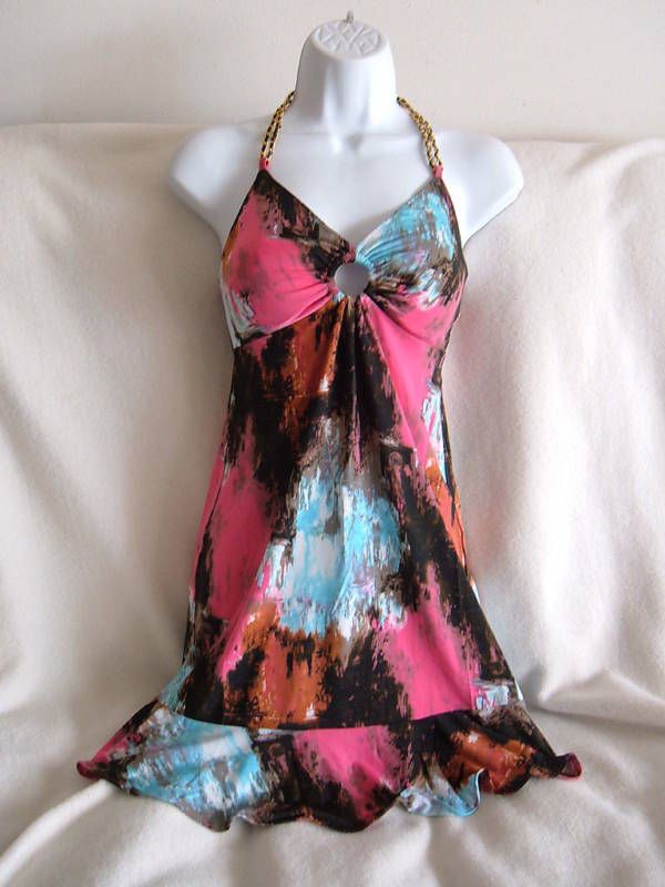 NWT Halter WaterColors Dress Juniors sundress sz S M L  