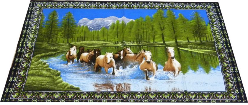   Horses In River 100% Cotton Wall hanger / Tapestry Brand New  