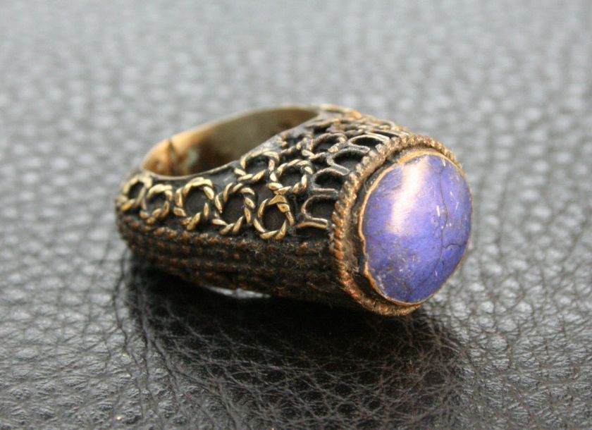 AFGHAN ALPACA BLUE LAPIS LAZULI STONE RING BELLY DANCE  