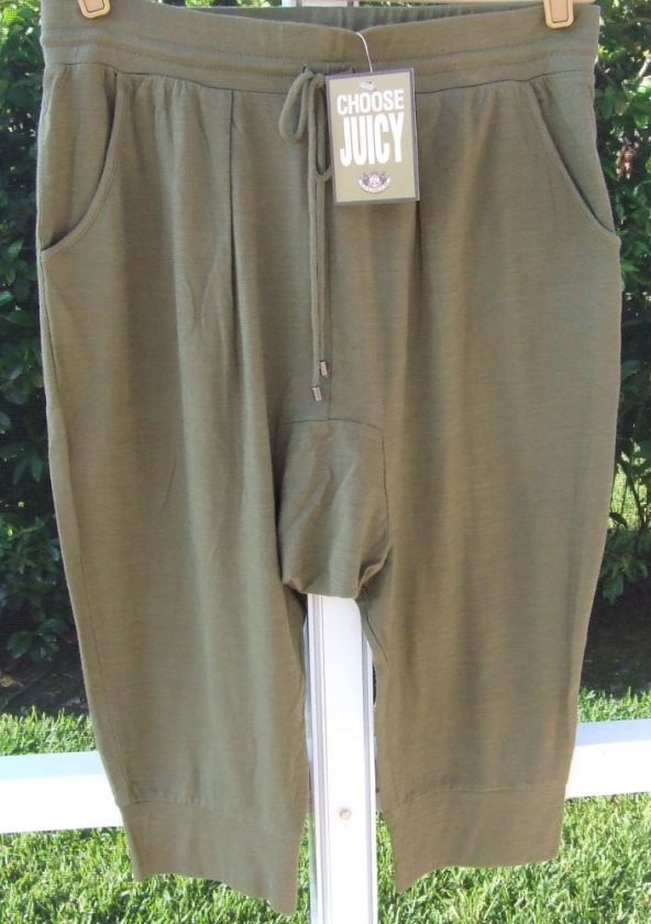   OLIVE GREEN HIGH FASHION ELASTIC WAIST SHORTS PANTS M NEW  