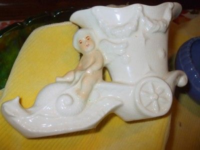   Staffordshire Cherub Snail Carriage Planter Spill Vase VVG Con  