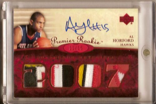 07/08 UD Premier RED Al Horford Rc Patch Auto #d /15  