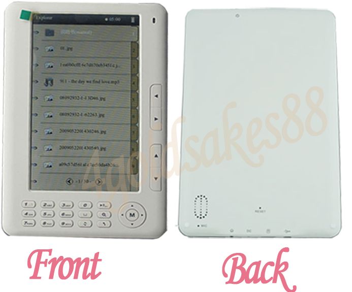 White 7Color TFT LCD screen Buttons E book Reader 4GB  