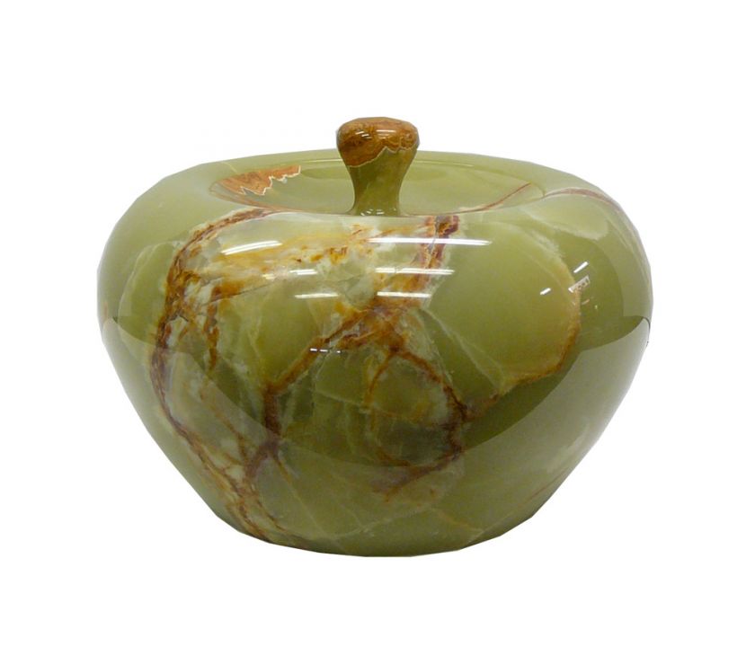 Jade Stone Carved Apple Shape Bowl Container s1837  