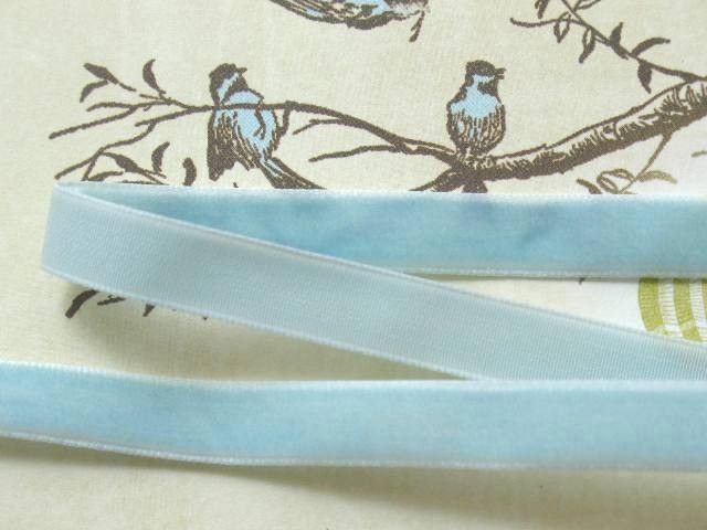 PER YARD ~3/8 VELVET Ribbon Light Blue~ Craft Trim  