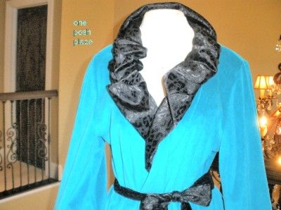   JOHNSON SEXY TEAL BLUE Green Velour Robe LARGE or SMALL Ladies  