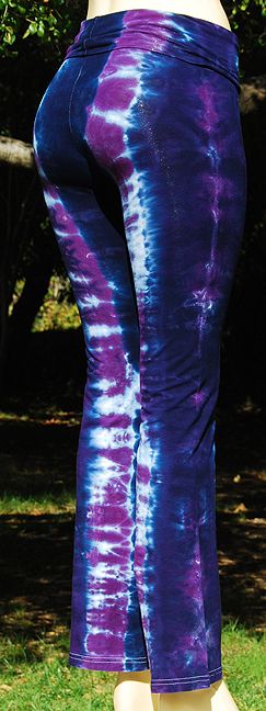 NEW* HAND TIE DYED AMERICAN APPAREL YOGA PANTS PURPLE NAVY STRIPE 