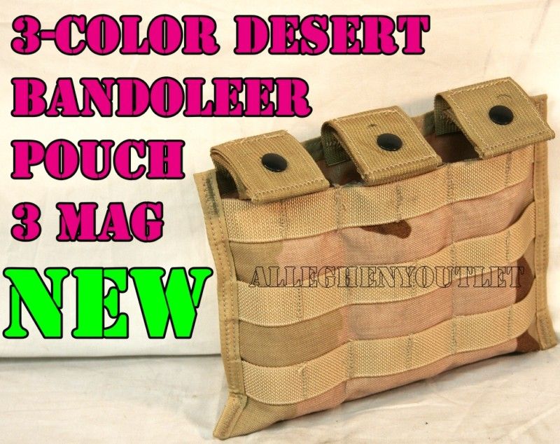 USGI MOLLE II 3 COLOR DESERT BANDOLEER AMMO POUCH NEW  