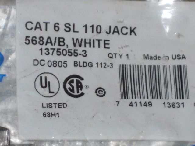 AMP 1375055 3 WHITE CAT6 NETCONNECT MODULAR JACK NIB  